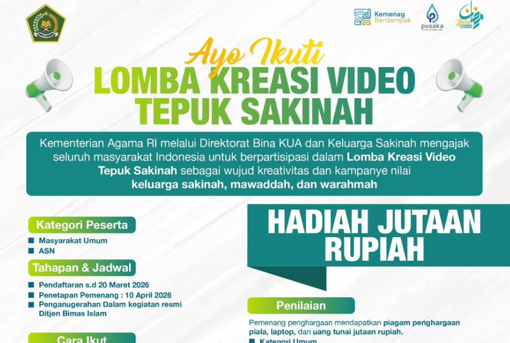 Kemenag Gelar Lomba Kreasi Video Tepuk Sakinah 2026, Terbuka untuk Umum dan ASN